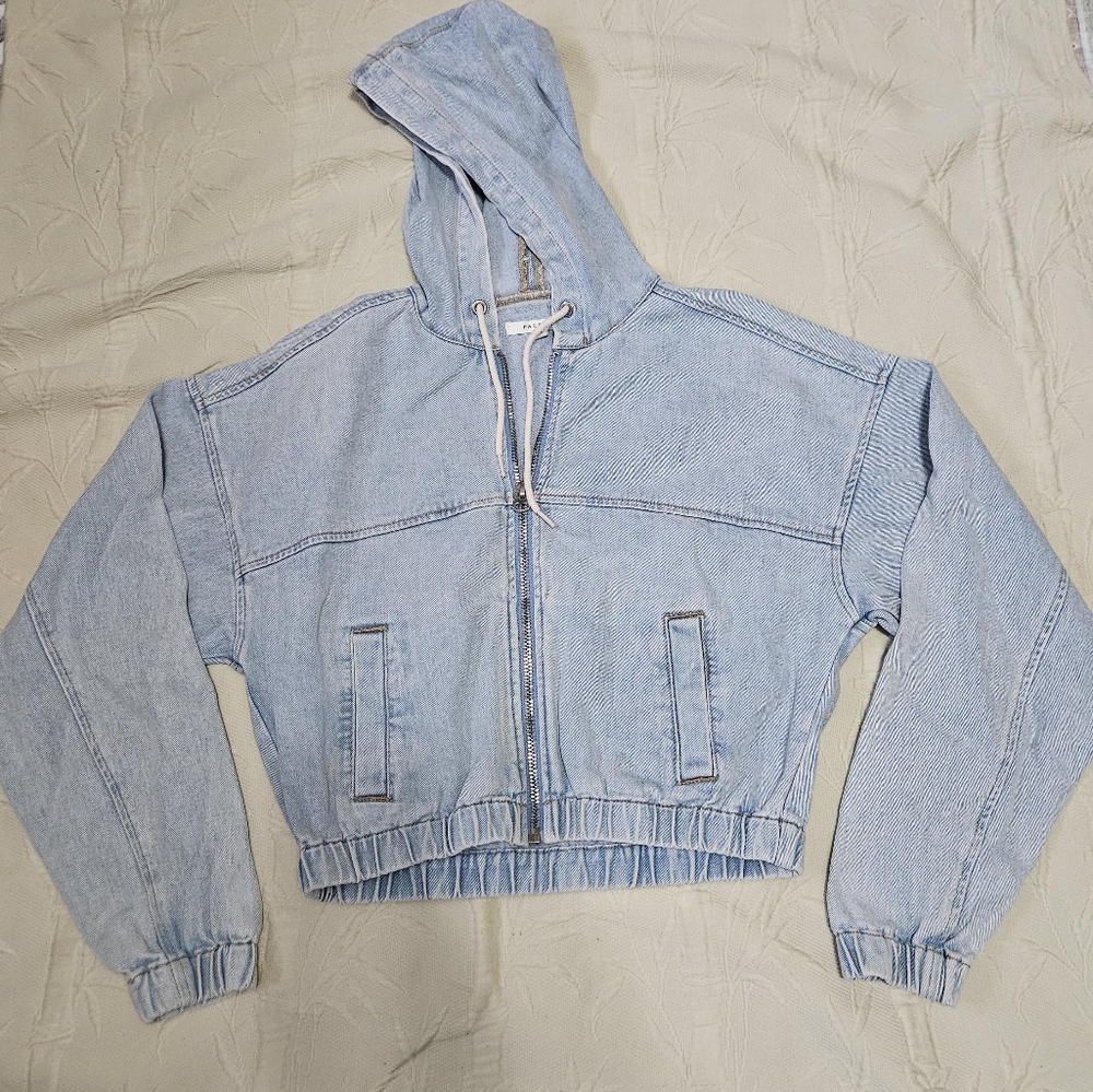PacSun Light Wash Denim Hooded Jacket